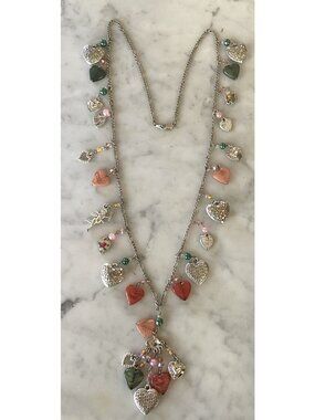 Vintage Heart Charm Necklace Sterling Chain Made In Korea